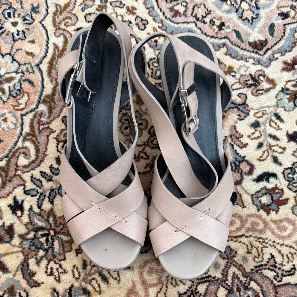 Rebeca Minkoff Neutral Taupe Cross-Strap Slingback Sandals - Women